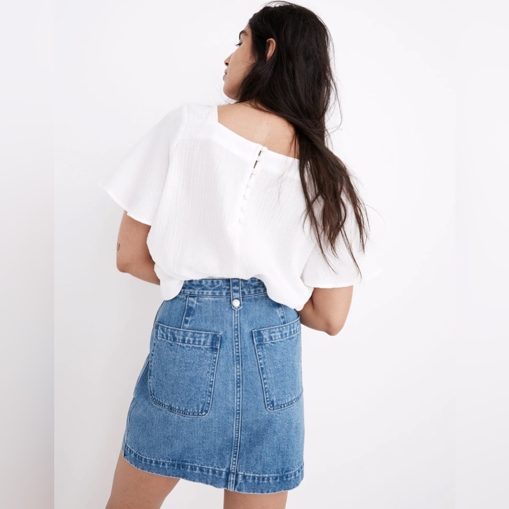 Madewell Denim Pleated Mini Skirt in Upton Wash - Size 28 - Picture 3 of 4